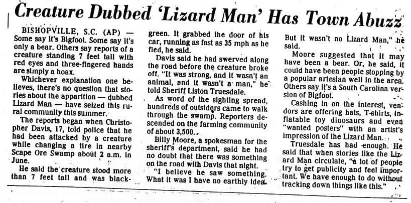 10-08-1988 Lizard man scape ore swamp usa (SLP)854