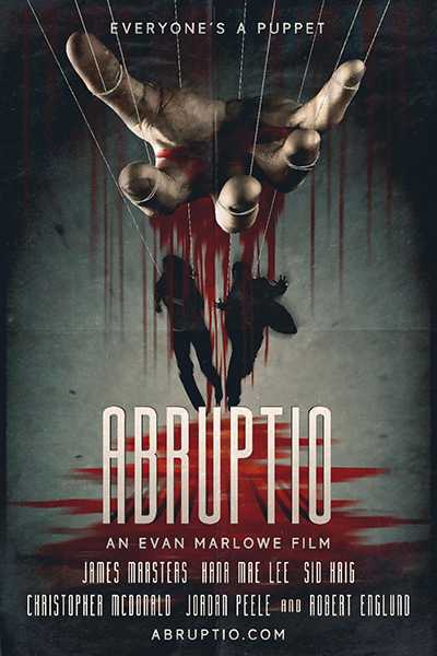 Abruptio movie poster featuring life-sized puppets and A-list voice actors